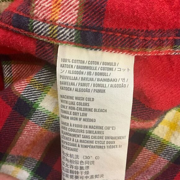 Hollister Mens Size Large Button Down Shirt Red Plaid Long Sleeves 100% Cotton - Picture 10 of 11